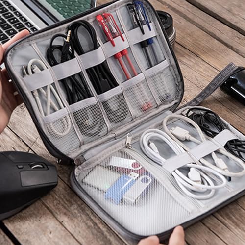 Organizer Case Small Electronic Devices USB Charger Accessories Mouse Phone Cable SD Power Bank Earphone - color: Medium-Deep Blue
