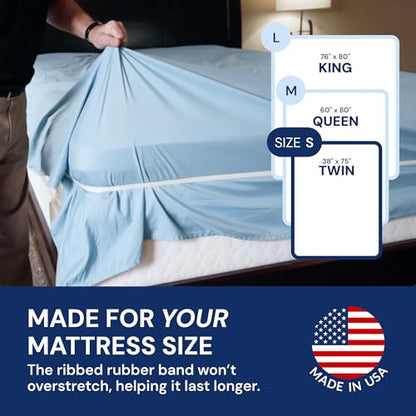 RUBBER HUGGER Bed Sheet Straps - 38x75, Small/Twin/Full, Rubber Grip | Ribbed rubber holder straps & suspenders - hidden - Use for small, twin & full sheets, keep in place - size: Small - Twin