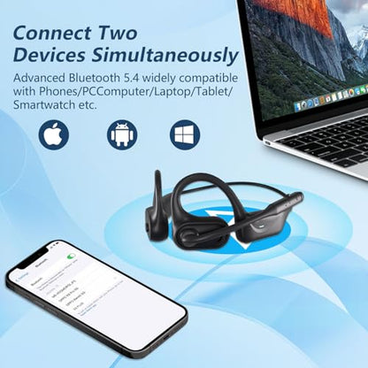BANIGIPA Bluetooth 5.4 Headset with Microphone, Open Ear Headphones w/Mic