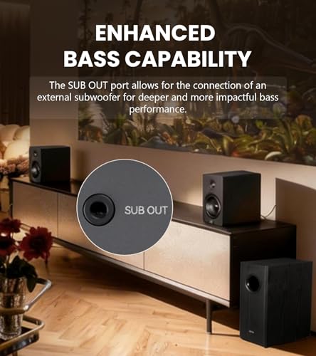 Edifier M90 Computer Speakers, 100W RMS Desktop Speakers, Black | Hi-Res Audio with LDAC, Bluetooth 6.0 Compact Speaker, HDMI eARC/Optical/USB-C/AUX Inputs, SUB Out, Remote Control for TV/PC - color: Black