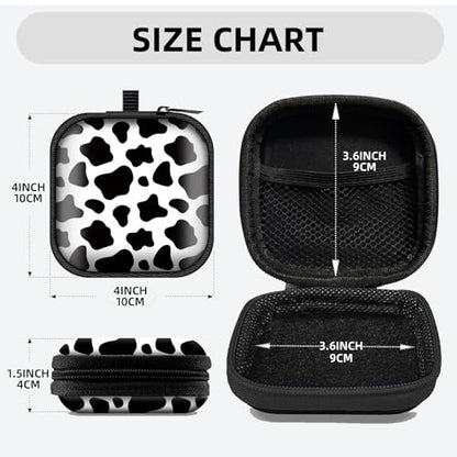 Square Data Cable Earbud Charger Coin Storage Bag Shockproof and Drop-Proof EVA Material Compatible with AirPod(Black White Cowhide) - color: Black White Cowhide