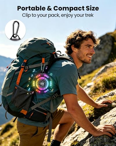 JTEMAN Shower Speaker Bluetooth Waterproof Portable,IPX7 Waterproof Outdoor Speaker with 7 LED Light Modes, Suction Cup & Carabiner, Floating Wireless Speaker for Pool, Beach, Kayak,Unisex Gifts