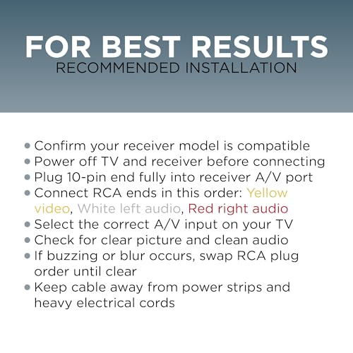 THE CIMPLE CO 10-Pin Audio and Video DIN Cable - RCA Composite for A/V - Not S-Video Cable - Compatible with Select DIRECTV & AT&T Models (H25, C31, C41, C41-W, C51, C61, C61-K) - 6 Feet (1.8 Meters) - size: 6 Feet (1.8 Meter)