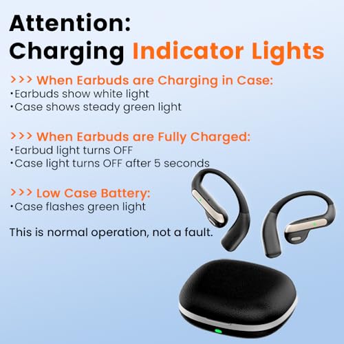 Piluyaa Open Ear Bluetooth 5.3 Earbuds, Wireless Headphones Sport Over Earphones Built-in Mic with Ear Hooks, 58H Playtime Ear Buds Fast Charging, IPX7 Waterproof for Running/Workout-Black - color: BLACK
