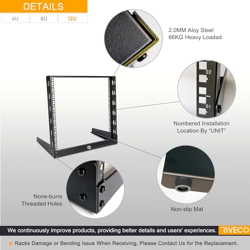 RIVECO 12U Desktop Rack for Audio & Network Devices + RIVECO Rack Screws