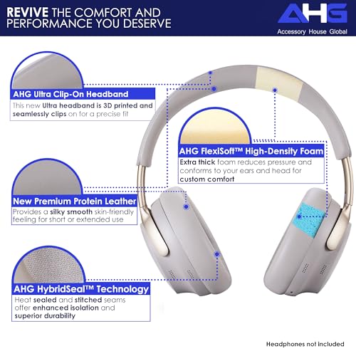 AHG Accessory House Global QC Ultra Replacement Ear pad and Headband Pad Kit Cushion Compatible with Bose QuietComfort Ultra Wireless Headphones (Sandstone). Easy DIY Installation + Great Comfort