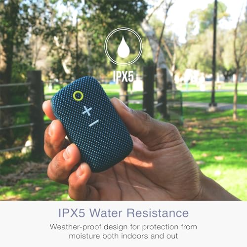 MEE Audio goSPKR Small Wearable Clip-on Bluetooth Speaker with IPX5 Water Resistance, Built-in Speakerphone with Microphone for Hands-Free Calls, Compact Design, Can Connect Up to 2 in Stereo (Blue) - color: Blue