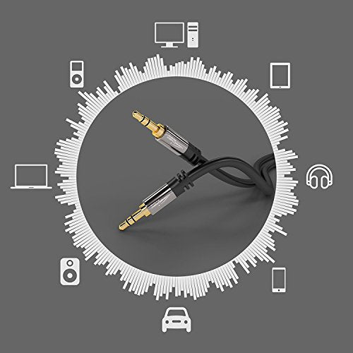 KabelDirekt – Aux Audio Jack Cable 3.5mm – 10ft – Metal | Superior sound: The 3.5mm to 3.5mm audio cable delivers outstanding stereo audio to headphones, headsets or amplifiers - size: 10 feet, style: Regular Stereo Jack Cable