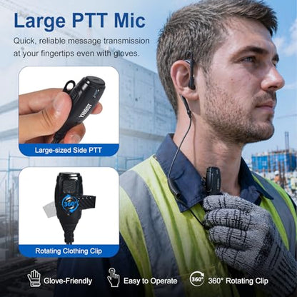 Walkie Talkie Earpiece with PTT Mic 2-Pin G-Shape Security Headset | for Baofeng UV-5R BF-888S Retevis RT22 RT21 RT68 Kenwood Handheld Two Way Radios