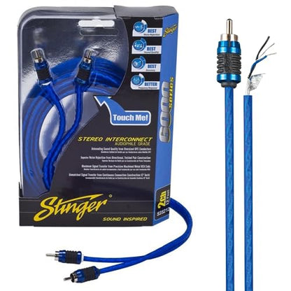 STINGER 2-Channel 3 FT 6000 Series Audiophile Grade RCA Interconnect Cable, Subwoofer Cable (2-Channel, 3 feet) | For amplifier and subwoofer signal runs, clean stereo transfer, molded connectors, car stereo install, left-right pair