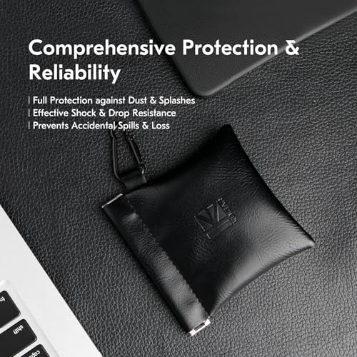 2 Pack Portable Carrying Storage Case, Earphone Storage Case Bag for IEM,in Ears,Earbuds,Travel Bag Leather Jewelry Pouch,Kbear BP01 Plus Suitable for KZ ZS10 Pro/ZS10 PRO X/AS24/Castor (Black, 2PACK)