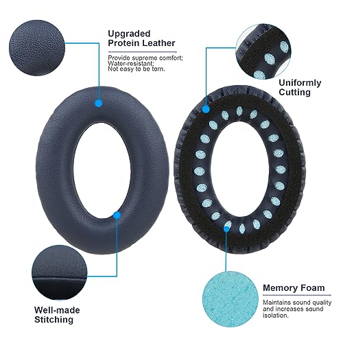 Replacement Ear Pads Cushions for Bose QuietComfort 35 QC35 QC35ii QC45 QC25 QC15 Headphones Noise Isolation Memory Foam Navy Blue - color: QC35 Navy Blue