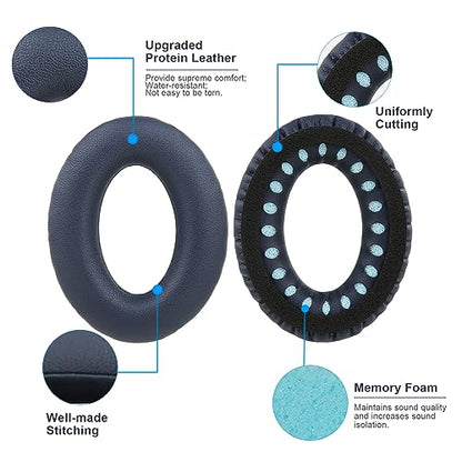 Replacement Ear Pads Cushions for Bose QuietComfort 35 QC35 QC35ii QC45 QC25 QC15 Headphones Noise Isolation Memory Foam Navy Blue - color: QC35 Navy Blue