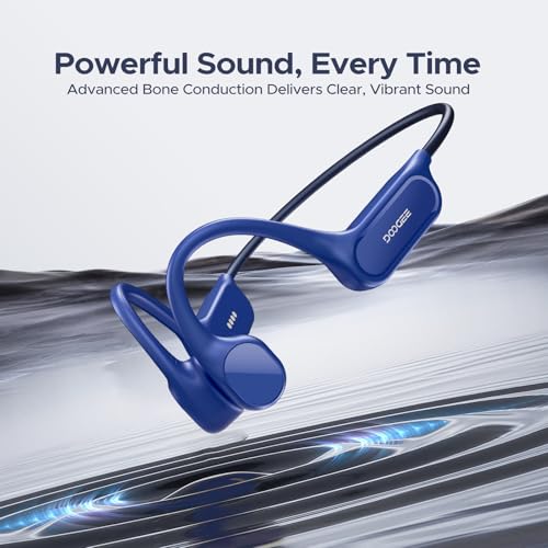 Bone Conduction Headphones IP68 Waterproof Swimming Headphones,10H Running Headphones Bluetooth 5.4 Open Earphones 32GB MP3 Dual Modes for Cycling,Underwater Swimming,Fitness (Blue) - color: BLUE