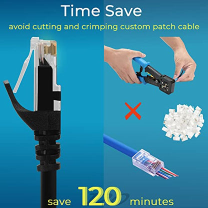 Rapink Patch Cables Cat6 0.5ft (48 Pack), Ethernet Patch Cable 10G, Cat 6 Patch Cable for Patch Panel to Switch, Flexiable Cat 6 Ethernet Cable with Gold Plated Black - color: Black, size: 0.5FT, style: 48 Pack