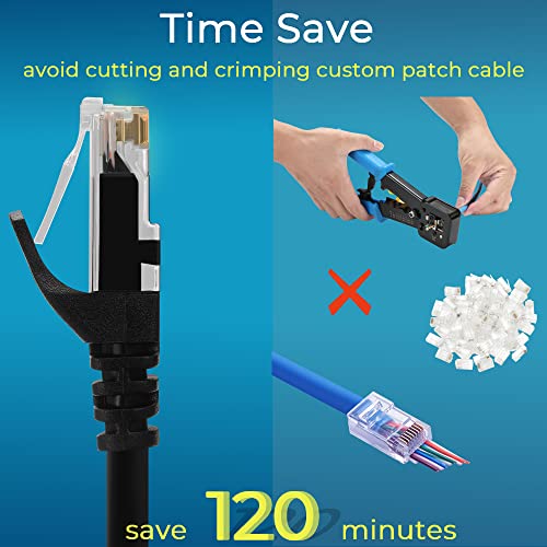 Rapink Patch Cables Cat6 0.5ft (24 Pack), Ethernet Patch Cable 10G, Cat 6 Patch Cable for Patch Panel to Switch, Flexiable Cat 6 Ethernet Cable with Gold Plated Black - color: Black, size: 0.5FT, style: 24 Pack