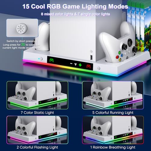 LED Cooling Stand & Charging Station for Xbox Series X, Snow White - color: Snow White