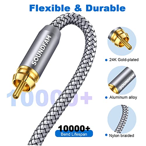 RCA Subwoofer Cable 26ft/8M RCA Cable Male to Male Gold Plated Connector for Subwoofer,Home Theater,Amplifier,TV-Grey - size: 26ft/8M, style: Subwoofer M/M