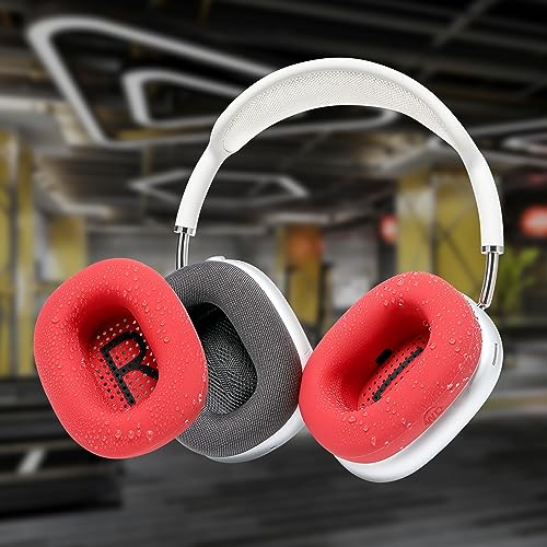 WC SweatZ Max - Patented Silicone Sweat Covers for AirPods Max 1 | Made by Wicked Cushions | (Does Not Fit AirPods Max 2). Sweatproof, Full Earpad Protection | Red - color: Red