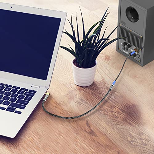 EMK Premium 90° 3.5mm Headphone Extension Cable (1.5Ft/0.5M) - Right-Angle TRS Stereo Aux Extension Cord for Laptops, Smartphones & Audio Devices - Space-Saving Angled Design, Gold-Plated Connectors - size: 1.5 Feet, style: 90° 3.5mm Headphone Extension C