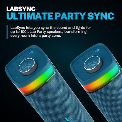 JLab, JBuds Party, Portable Bluetooth Speaker, Waterproof, RGB Lighting, Multi-Speaker Connect, Navy - color: Navy