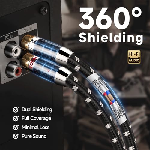 TODN 1.5ft Audiophile OCC RCA Audio Cables Shielded for Turntable/Amp/CD - color: AG-MAX Plus, OCC, size: 1.5ft, Stereo Pair