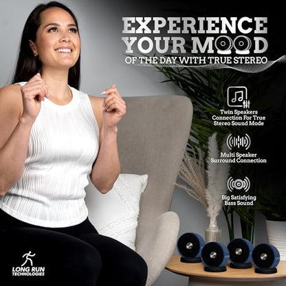 Paired Bluetooth Speakers - Surround Sound Stereo Pairing Linkable for Home TV Car - color: Blue