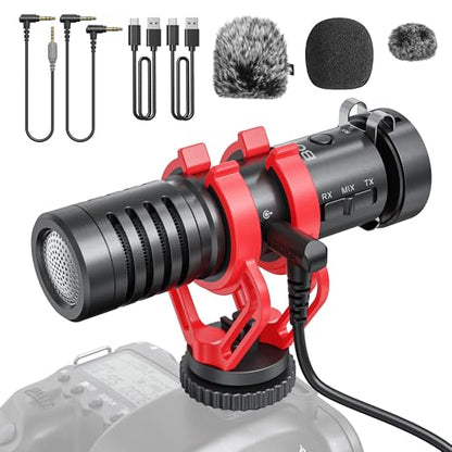 BOYA MM1W Shotgun Mic for Video Camera, Shotgun Microphone with Shock Mount, External Microphone for iPhone, Android, Smartphones, DSLR Camcorders, Ideal for Recording, Live Streaming, and Vlogging