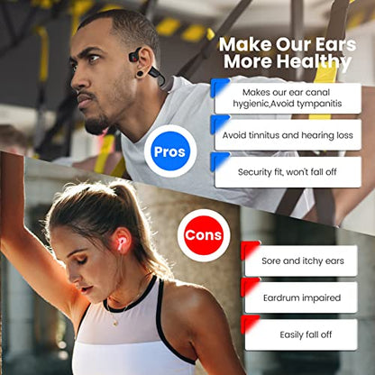 Bone Conduction Headphones Bluetooth5.0 Wireless Headset Open Ear SweatProof Sports Headphones for Workouts Running Walking Cycling Fitness Fishing Yoga-Yellow - color: Red