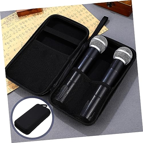 Toddmomy Portable Hard Shell Microphone Storage Case with Two Internal Slots Padded Dividers and Receiver Compartment Protective Mic Carrying Bag for Travel and Accessories Organization