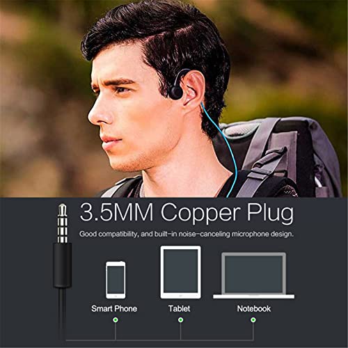Bone Conduction Wired Headphones with Noise Cancelling Mic 3.5mm Connector Sweat Resistant Headphones for Cycling Running and Other Sports (Black)