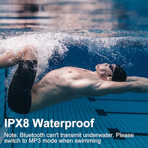 Bone Conduction Swimming Headphones, IPX8 Waterproof MP3 Player with Open-Ear Design, Bluetooth 5.4 Wireless Sports Earbuds for Swimming, Running, Cycling(Black)