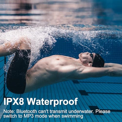 Bone Conduction Swimming Headphones, IPX8 Waterproof MP3 Player with Open-Ear Design, Bluetooth 5.4 Wireless Sports Earbuds for Swimming, Running, Cycling(Black)