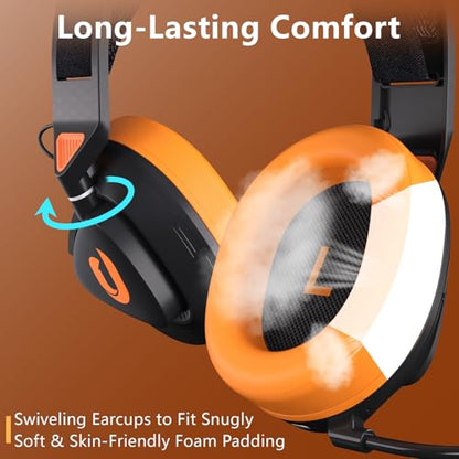 Jeecoo G90 Gaming Headset with Microphone for PC PS4 PS5 - Low-Latency 2.4G Wireless & Bluetooth V5.3, Superb Stereo Sound, Lightweight & Comfortable Over-Ears Gaming Headphones (Not for Xbox)