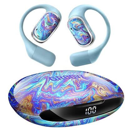 Groovz Open-Ear Plus True Wireless Headphones with Battery Display - Designed & Engineered in the USA - Multi-Point Pairing Bluetooth Open Ear Earbuds Compatible with Apple & Android - Oil Slick - color: Oil Slick