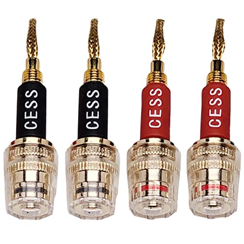 CNCESS CESS-220 Pin Banana Plug to 4mm Female Banana Jack/Speaker Wire, 4 Pack (Braided-Type to 4mm) - style: Braided-type to 4mm