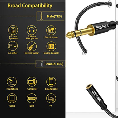 1/4 to 3.5mmAdapter for Mixer Guitar Piano Amplifier Speaker 30CM | 6.35 mm Male to 3.5 mm TRS Female Audio Jack Adapter,Braided Tangle-free Cord,24K Gold Plated Brass Audio Jack Plug Converter - size: 0.98 Feet