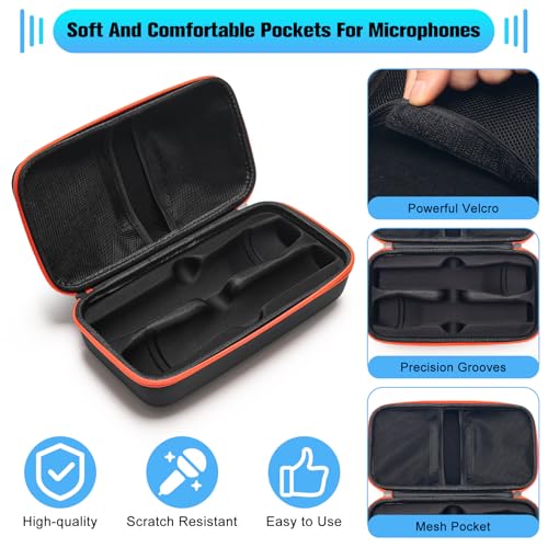Wireless Microphone Case for 2 JBL Mics, EVA Travel Case | Stores Receivers, Cable and AA Batteries for Party and Karaoke Use