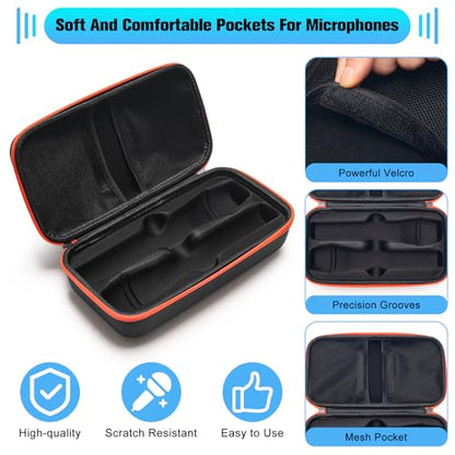 Wireless Microphone Case for 2 JBL Mics, EVA Travel Case | Stores Receivers, Cable and AA Batteries for Party and Karaoke Use