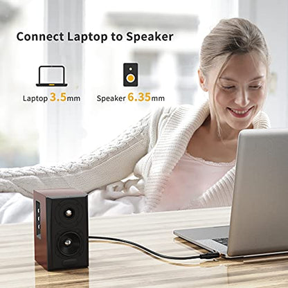 1/8 to 1/4 Stereo Bidirectional 6.35mm 1/4" to 3.5mm 1/8" TRS Guitar Cord | 6.35mm Male to 3.5mm Male Audio Aux Cable forLaptop, Home Theater Devices, Keyboard Piano,Speaker and Amplifier 3.6~16ft - size: 3.3Feet