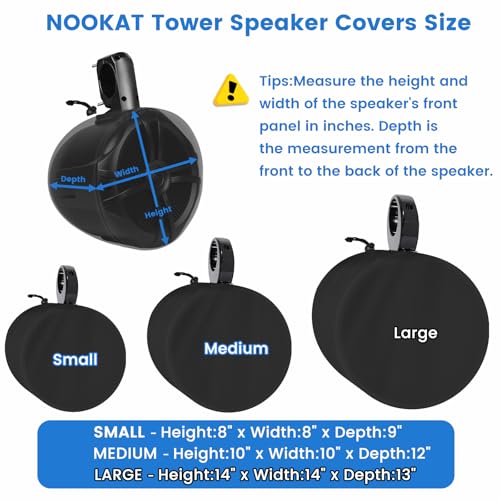 2 Pack Boat Speaker Covers, 900D Waterproof Wakeboard Tower Speaker Cover | Marine Grade UV Resistant Polyester Fabric, 14" H x 14" W x 13" D, Black - color: Black, size: L:14" H x 14" W x 13" D