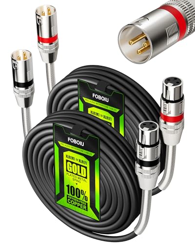 XLR Cables 25ft 2 Pack, Shielded and Balanced Male to Female, 3-pin | XLR Microphone Cable with Gold-Plated Connectors, Oxygen-Free Copper (OFC) Cord for XLR Cable Speaker, Metal Spring SR - size: 25 Feet, style: 2 Pack