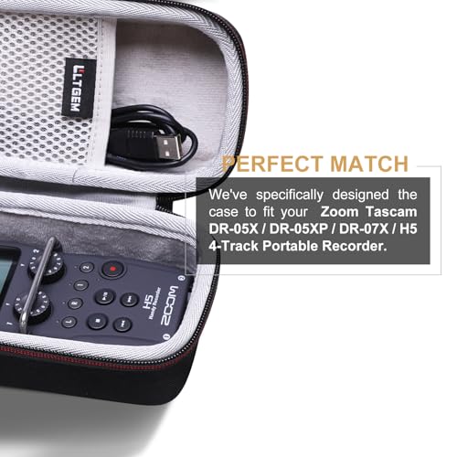 LTGEM EVA Hard Case for Tascam DR-05XP Portable Recorder | Fits Zoom H5 4-Track/Tascam DR-07XP/DR-05X Handy Recorder - Travel Protective Carrying Storage Bag