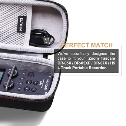LTGEM EVA Hard Case for Tascam DR-05XP Portable Recorder | Fits Zoom H5 4-Track/Tascam DR-07XP/DR-05X Handy Recorder - Travel Protective Carrying Storage Bag
