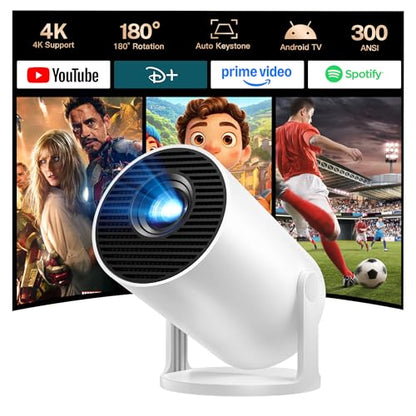 [4K Supported] Mini Projector with WiFi 6 and Bluetooth 5.4, Built in Apps - color: Ivory