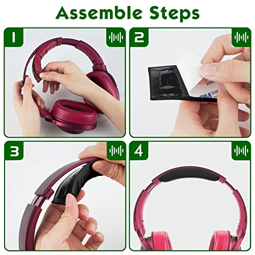 Geekria Protein Leather Headband Pad Compatible with Sony MDR-100ABN Headphones Replacement Band, Headset Head Top Cushion Cover Repair Part (Black) - color: Black