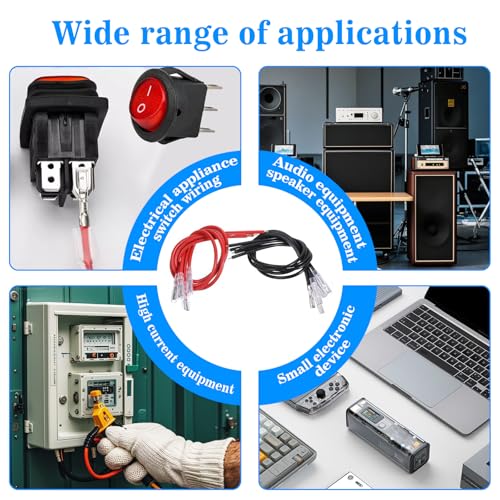 30Pcs Speaker Connectors, 2.8mm, 4.8mm, 6.3mm, Quick Splice | Female Wire with Insulating Sleeves, Crimp Terminal Assortment