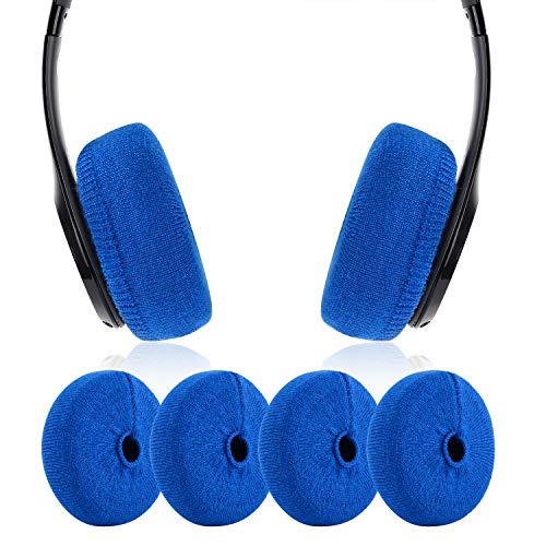 Earpads Sweater Cover Protectors with Knit Fabric for Beats Solo 3/2, Solo HD/Mixr/EP Headphones and Other Headsets with 1.57-3.14 Inches Ear Cushions [ 2 Pairs ](Blue)