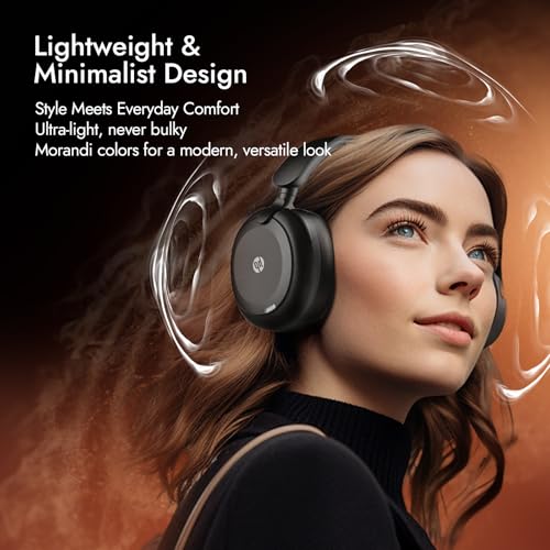 HP H231A Wireless Headphones Bluetooth Over-Ear Headset with ANC Noise Cancelling, Built-in Mic and up to 54 Hours Battery Life, Lightweight for Work, Travel, School, Gaming Headset with Mic, Black