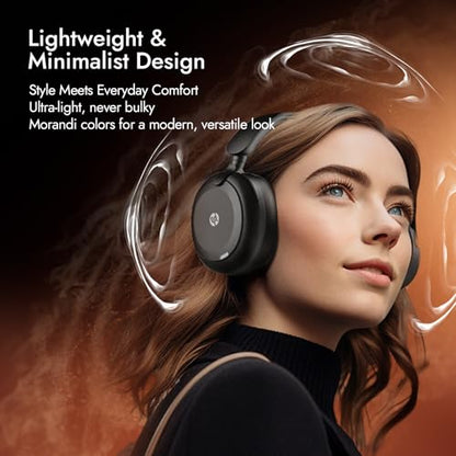 HP H231A Bluetooth Noise Cancelling Over-Ear Headphones with 54H Battery, Built-in Mic for Calls, Lightweight Wireless Headset for Work, Travel & Gaming – Black - color: Black